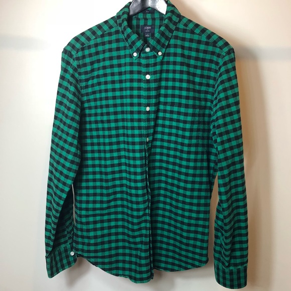 J. Crew Other - J.Crew slim oxford shirt in buffalo check green L